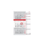 "Poslovni SIVO CRVENI planer" trodjelni kalendar, 12 list., dim: 29,5x62cm, PVC vrećica, pokazivač, P/50