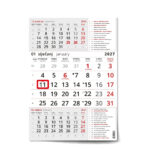 "Poslovni CRVENI S KATOLIČKIM KALENDAROM" neuvezani trodjelni kalendar, 12 list., dim: 29,5x62cm, PVC vrećica, pokazivač, P/50 NZ