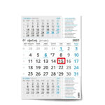 "Poslovni PLAVI S KATOLIČKIM KALENDAROM" neuvezani trodjelni kalendar, 12 list., dim: 29,5x62cm, PVC vrećica, pokazivač, P/50 NZ